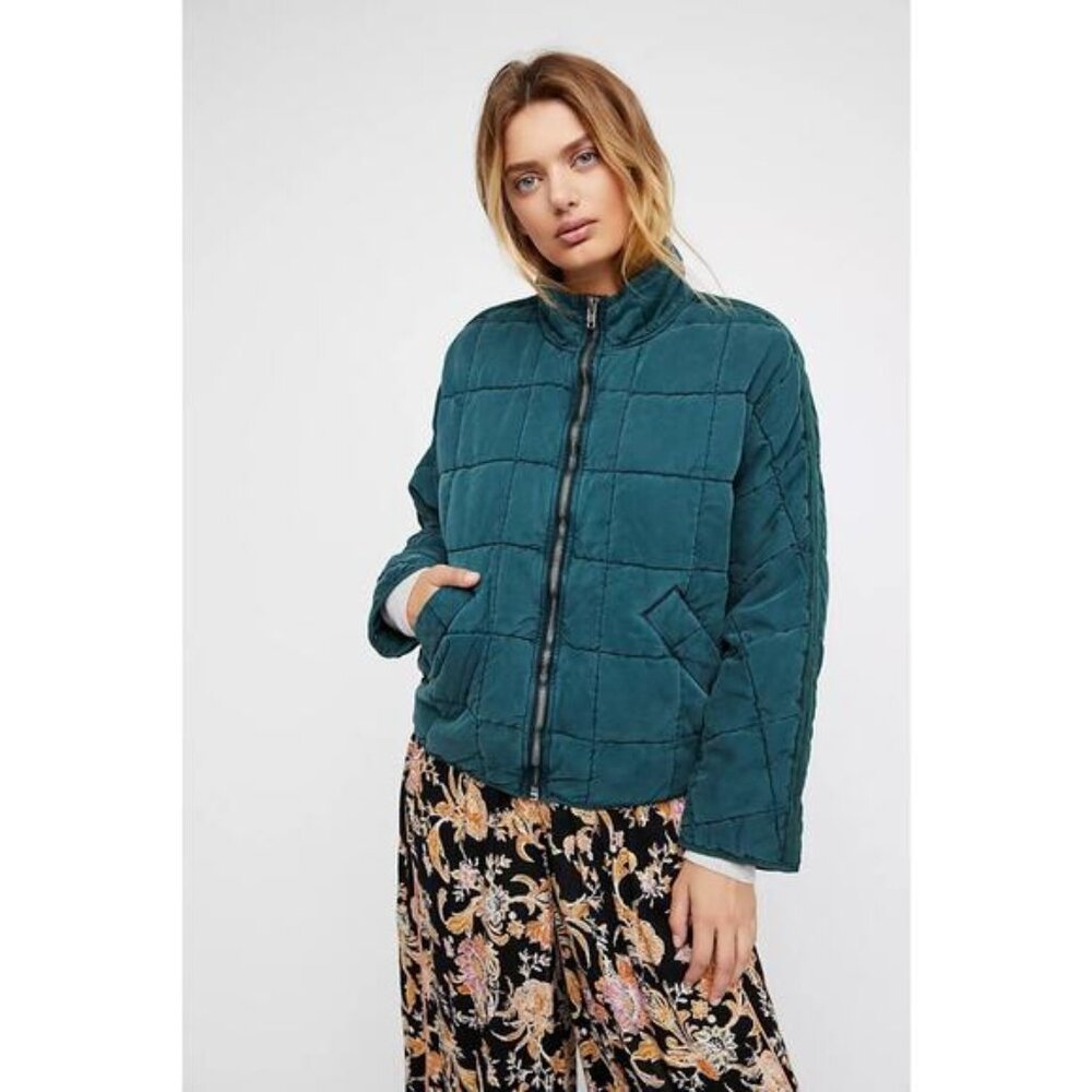 Free People Dolman Quilted Jacket Large Evergreen